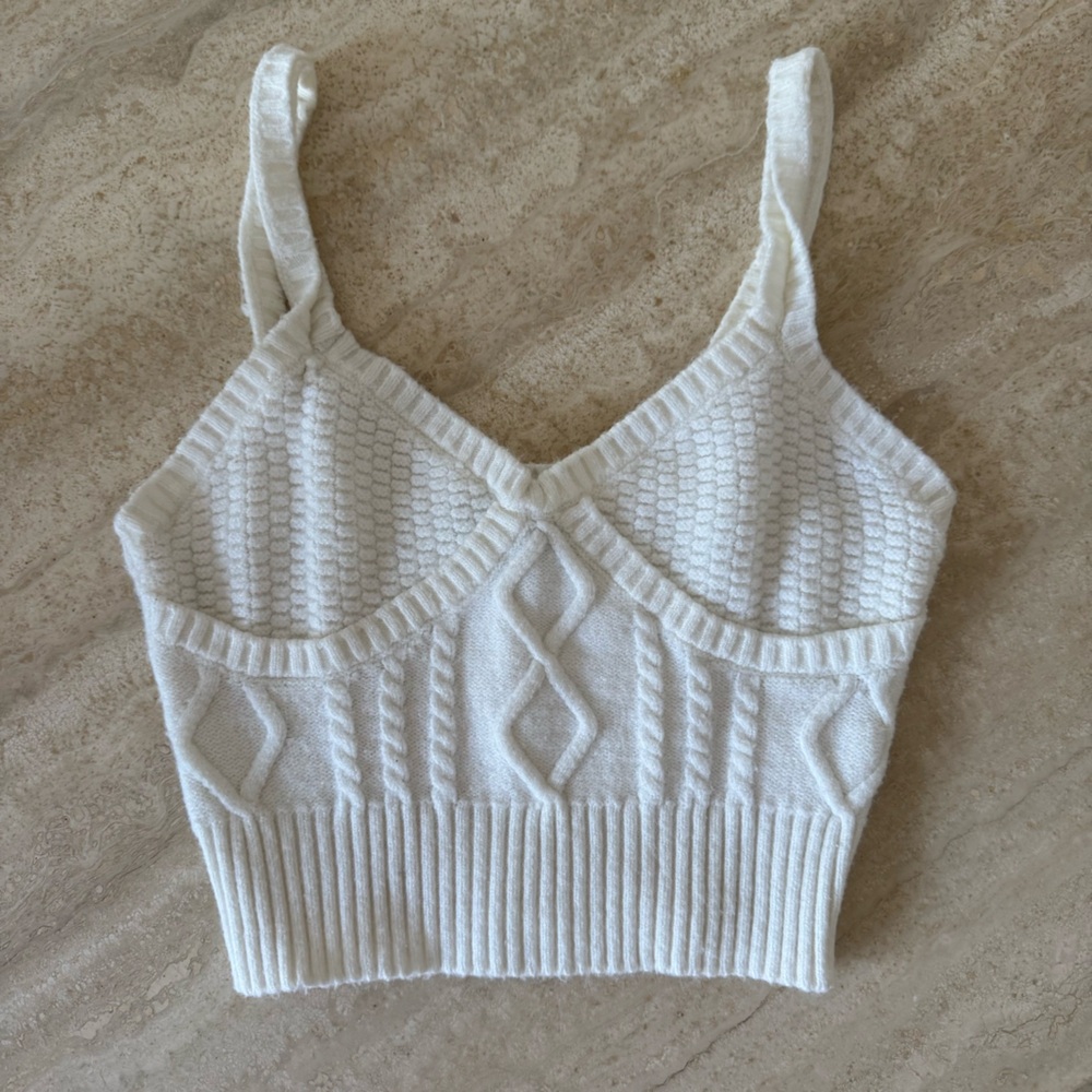 Forever 21 Cream Textured Knit Top